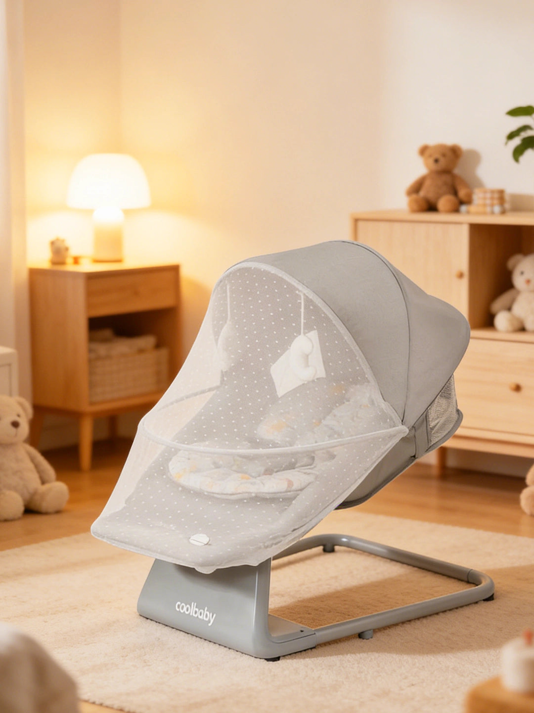 Электрический шезлонг BabySwing Pro со встроенной москитной сеткой