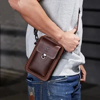 Винтажная кожаная сумка-сакоша для мужчин
