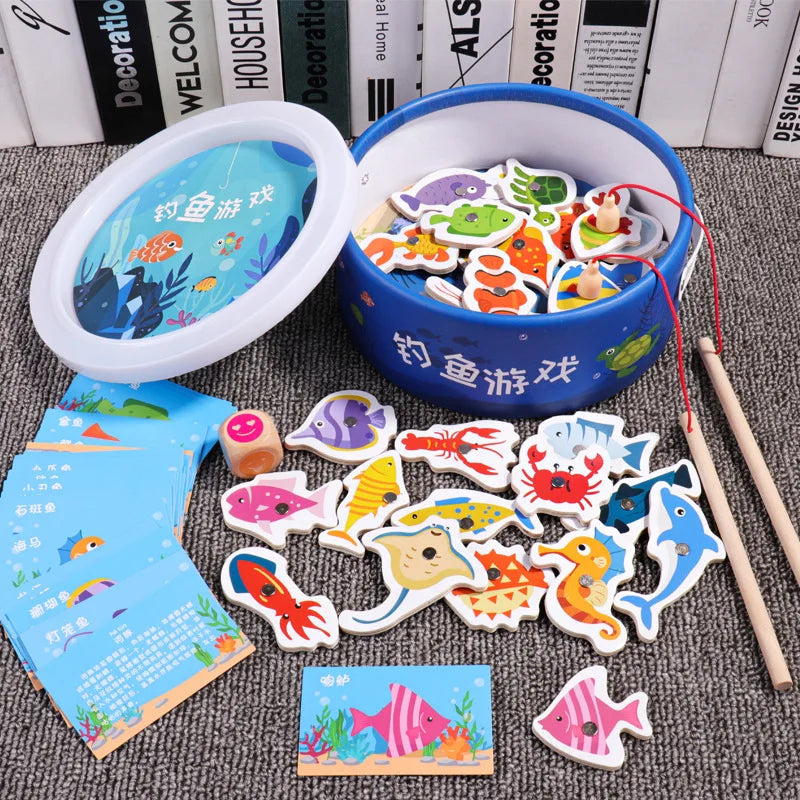 Игрушки для рыбалки из дерева по методике Монтессори для детей