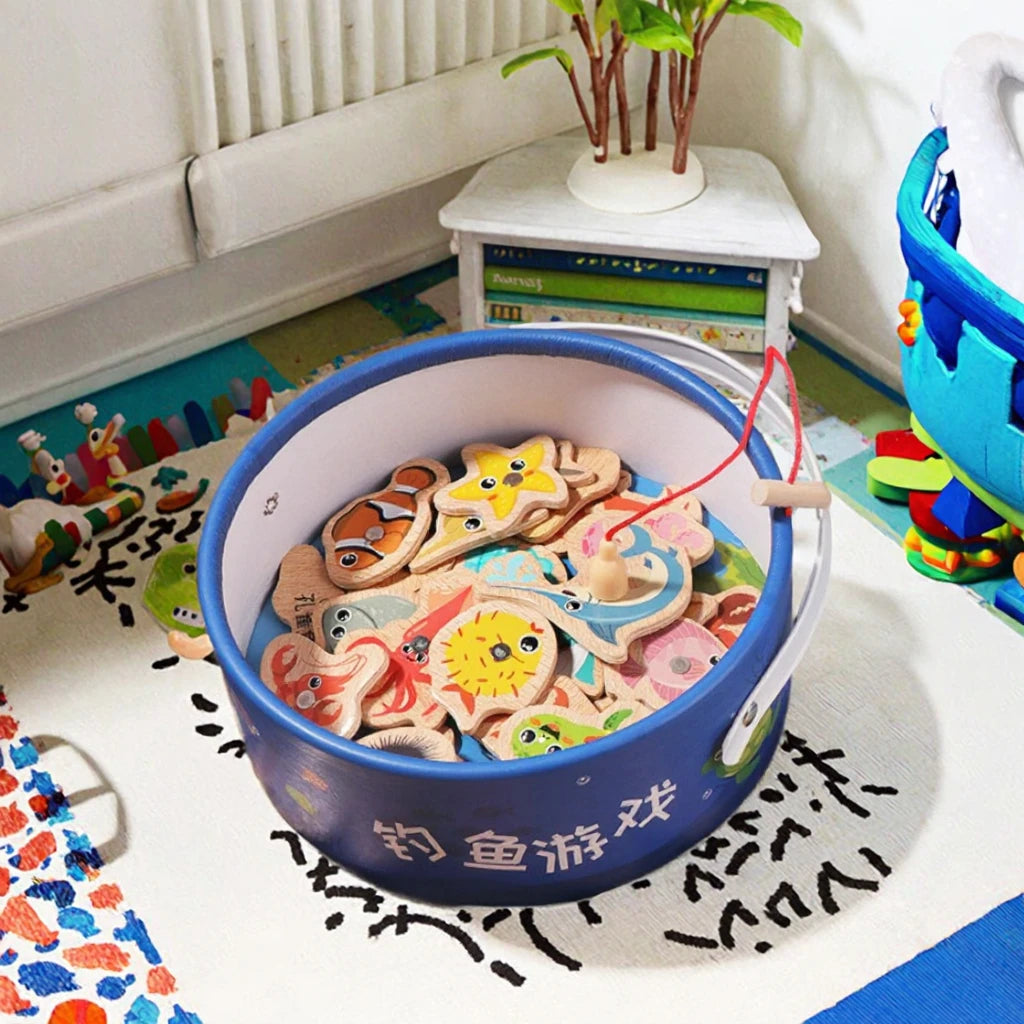 Игрушки для рыбалки из дерева по методике Монтессори для детей