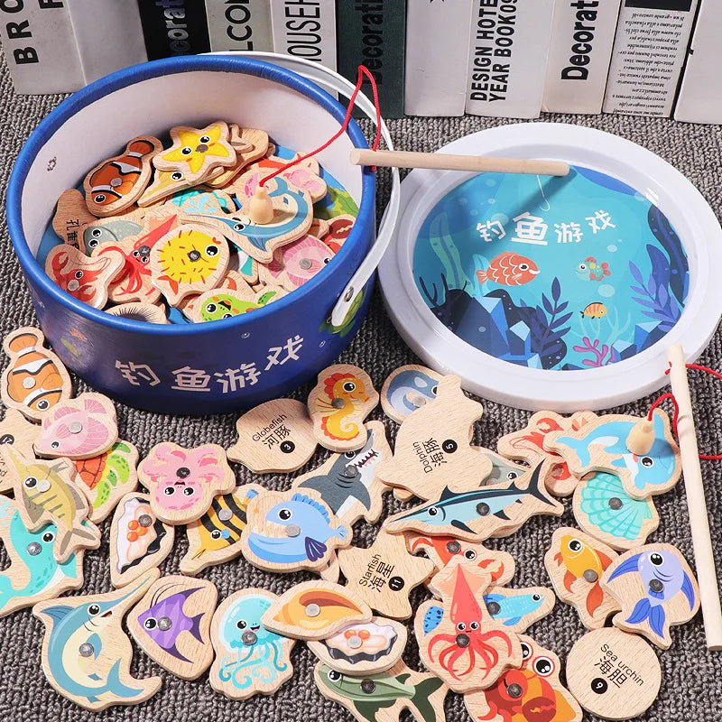 Игрушки для рыбалки из дерева по методике Монтессори для детей