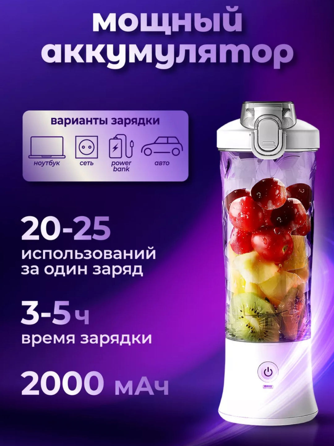 Мощный портативный мини-блендер