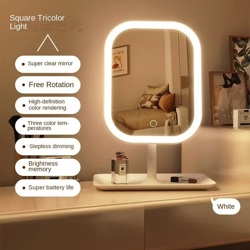 Зеркало для макияжа с LED-подсветкой, 3 цвета освещения и увеличением 10×