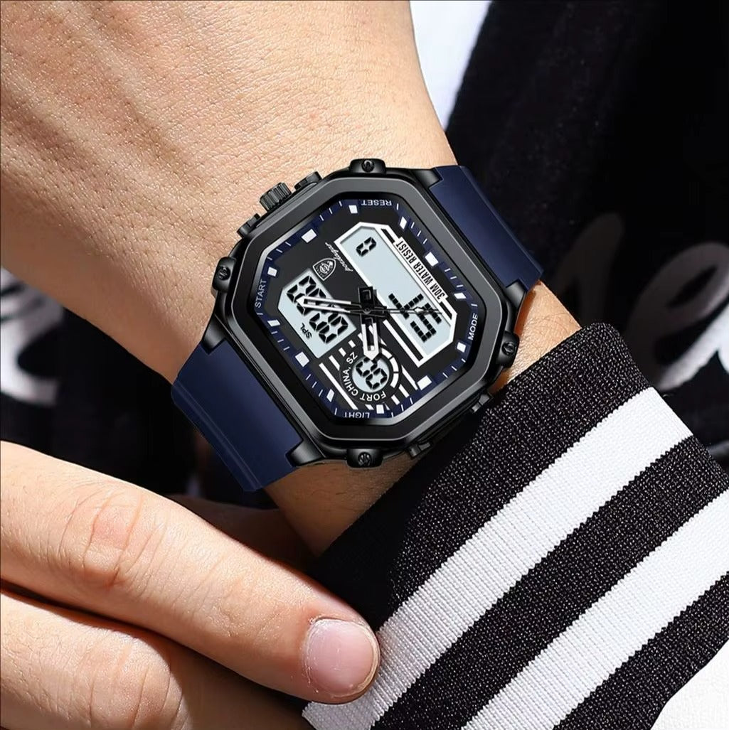 Электронные мужские часы квадратной формы