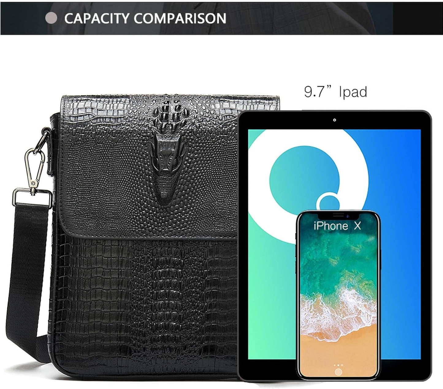 Сумка через плечо из PU-кожи с крокодиловым узором