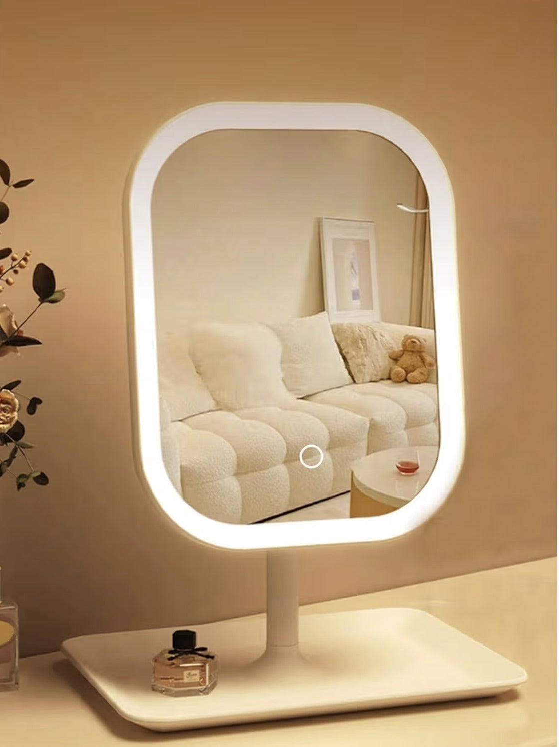 Зеркало для макияжа с LED-подсветкой, 3 цвета освещения и увеличением 10×