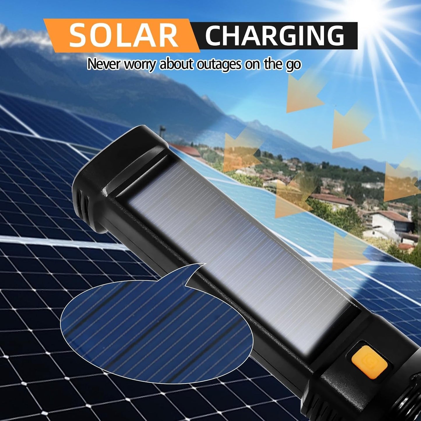 Солнечный светодиодный фонарик с боковой подсветкой