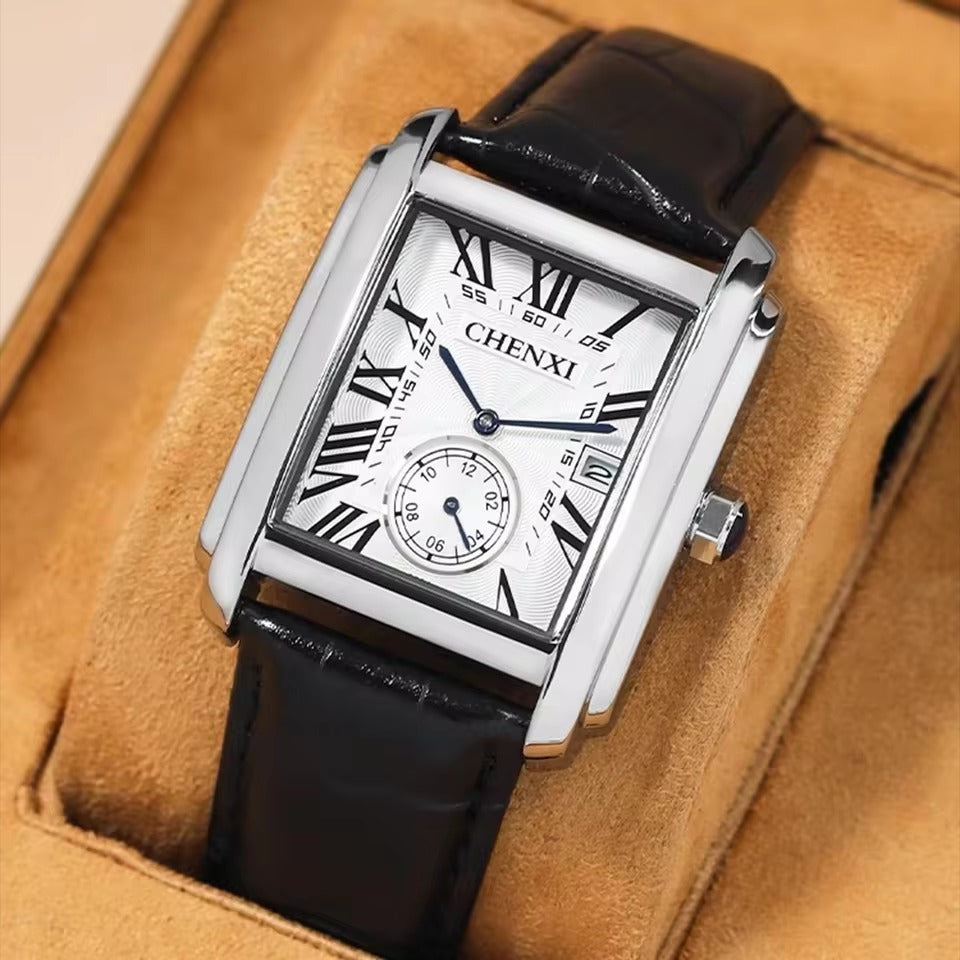 Элегантные мужские часы с кожаным ремешком