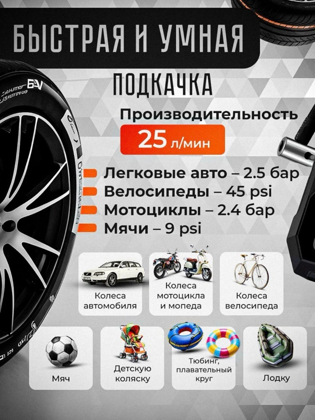 Портативный беспроводной воздушный компрессор