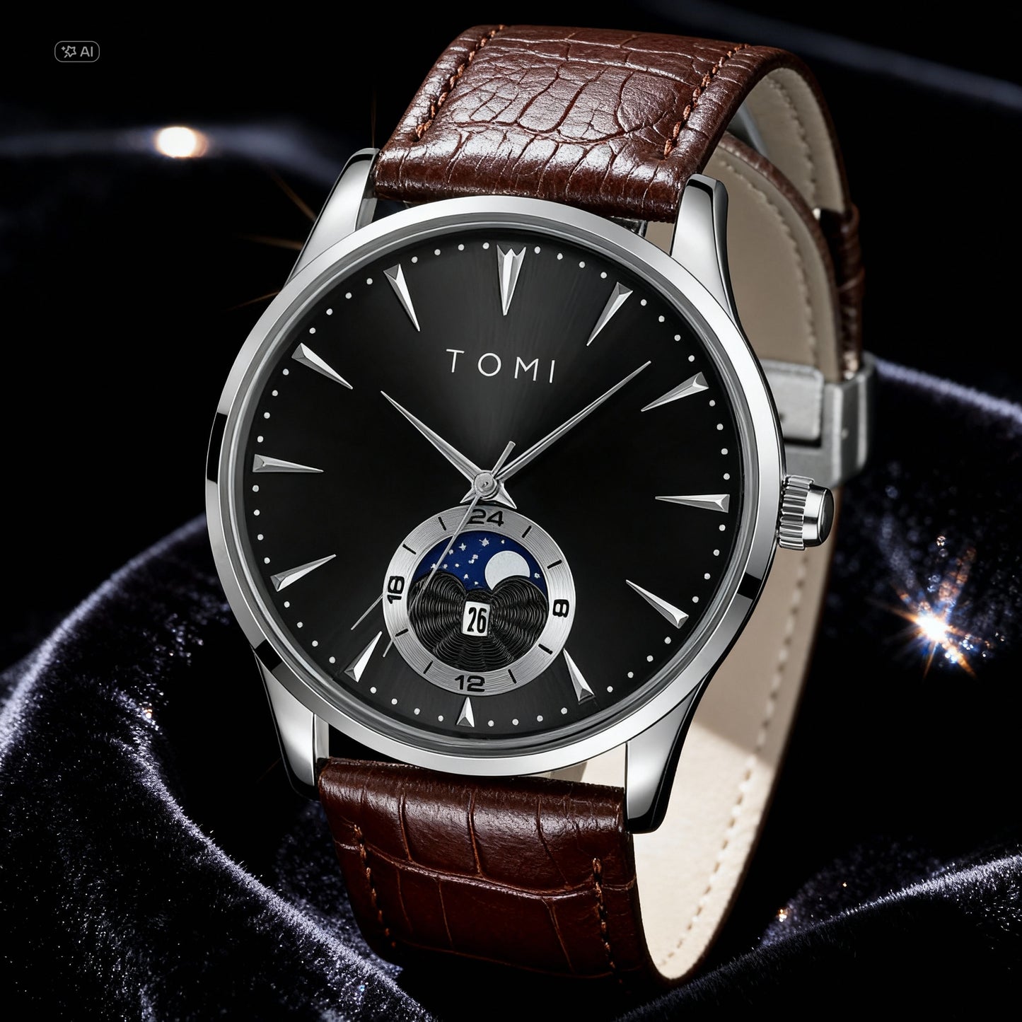 Роскошные мужские часы с кожаным ремешком