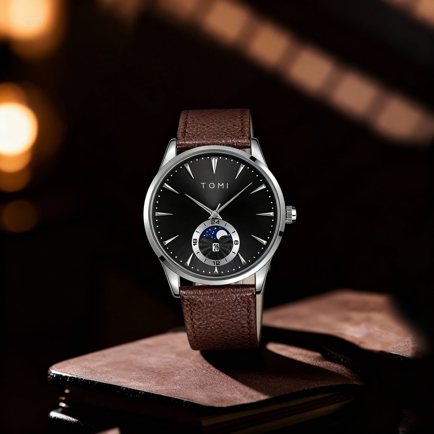 Роскошные мужские часы с кожаным ремешком