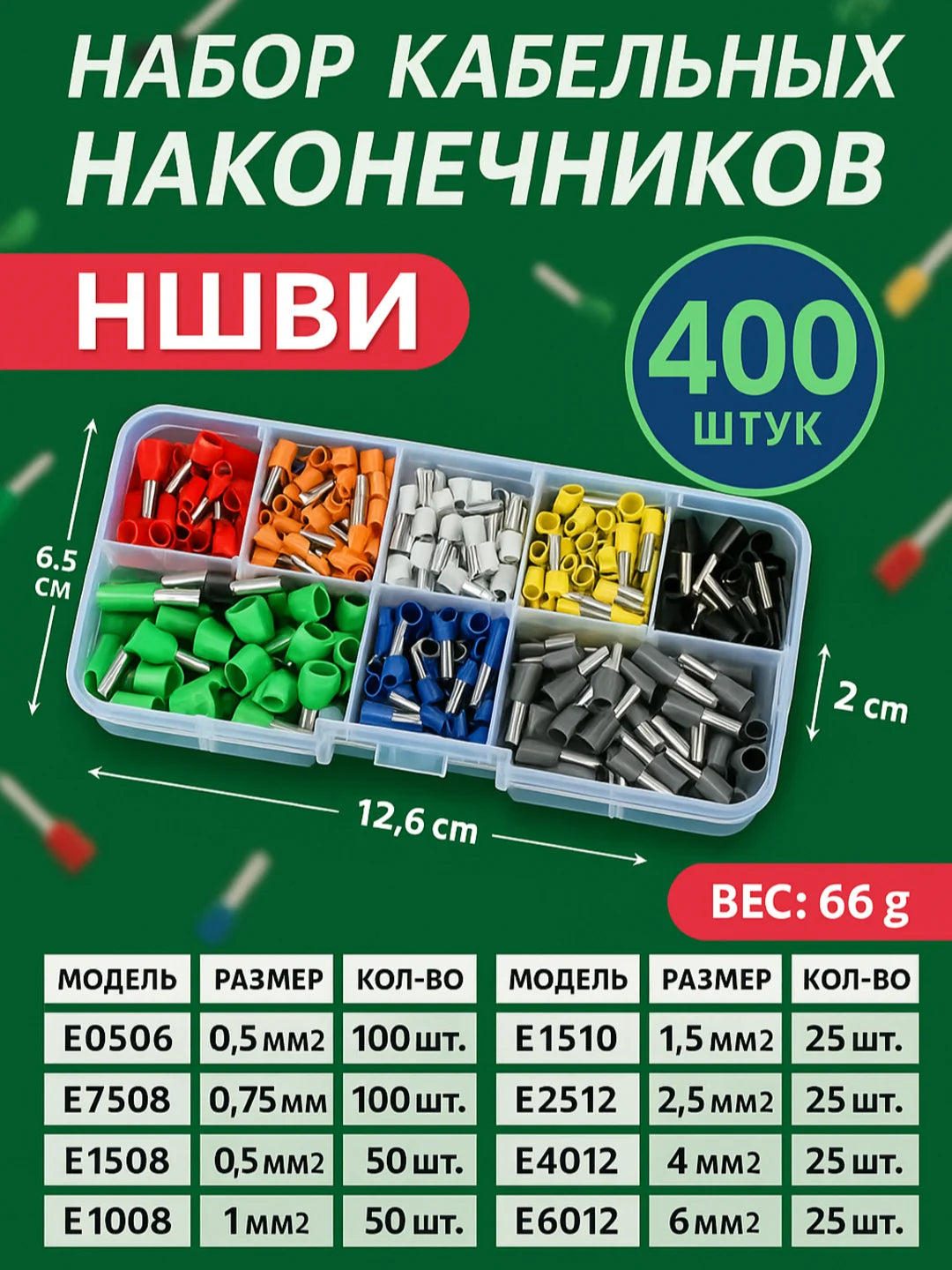 Набор изолированных кабельных наконечников (400 шт)