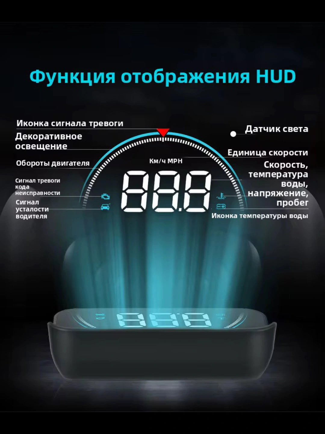 Многофункциональный автомобильный HUD-дисплей M8 OBD2